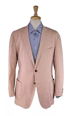 Hugo Boss Current Hanry Slim Light Orange Linen-Cotton Patch Pocket Blazer 46R • $79