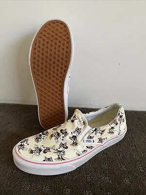 Vans X Disney Minnie Mouse Womens Size 10.5  Men’s 9 Ivory Unisex Slip On Shoes • $75