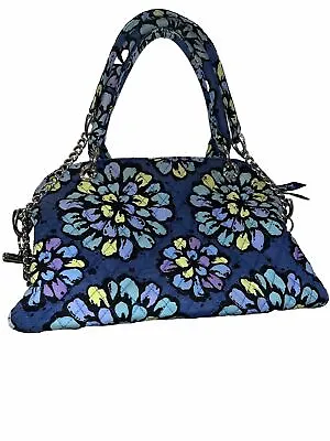 Vera Bradley 2 Way Indigo Pop Whitney Handbag Shoulder Bag Purse Blue Floral • $14