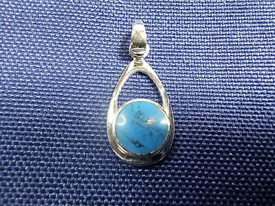 Grandma Grabe's Beautiful Vintage 925 Sterling Silver Turquoise Teardrop Pendant • $0.75