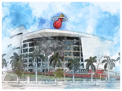 Miami Heat Poster Architectural Design Art Print Man Cave Decor 12x16  • $14.99