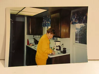 Vintage Found Photograph Color Art Original Old Photo Ginger Woman Kitchen Smile • $9.38