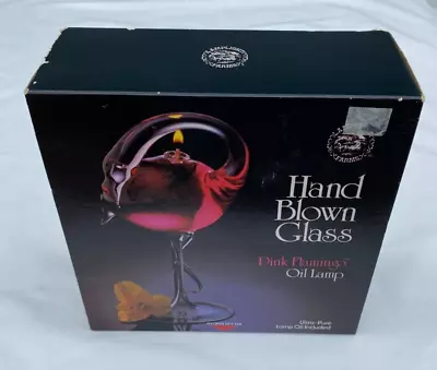 New In Box Vintage Lamplight Farms Oil Lamp Hand Blown Glass Pink Flamingo • $19.99