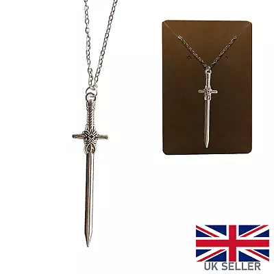 Metal Sword Necklace Replica Medieval Knight Chain Charm Pendant Gift Templar • £3.99