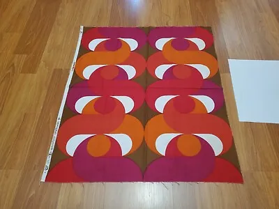 Awesome RARE Vintage Mid Century Retro 70s Org Magenta Brn Circle Twist Fabric! • $20