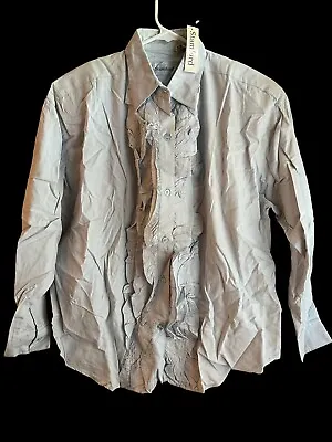 Vintage Women’s Stamford Blue Ruffle Tuxedo Button Down Dress Shirt Medium NWT • $19.80