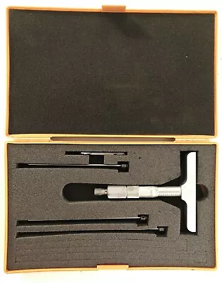 Mitutoyo Depth Gauge Micrometer Set With Interchangeable Rods In Case Free Ship • $99.99