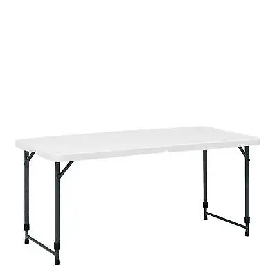 Indoor Outdoor White 4 Foot Adjustable Height Folding Plastic Table • $33.98
