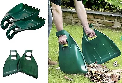 2x Leaf Grabs Grabber Hand Held Collector Gather Leaves Cleaning Garden Scoops • £8.45