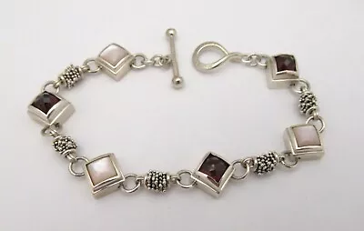 Michael Dawkins 925 Sterling Silver Garnet Mother Of Pearl Bracelet 7.25  • $129