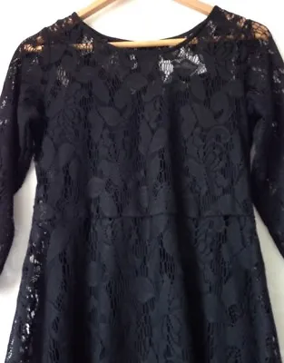 QVC Tiana B Black Crochet Lace Dress Size 8 Bnwt • £9.99