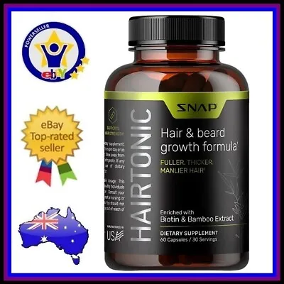 HAIR & BEARD GROWTH FORMULA Biotin & Bamboo Extract Keratin Collagen Supplement • $84.95