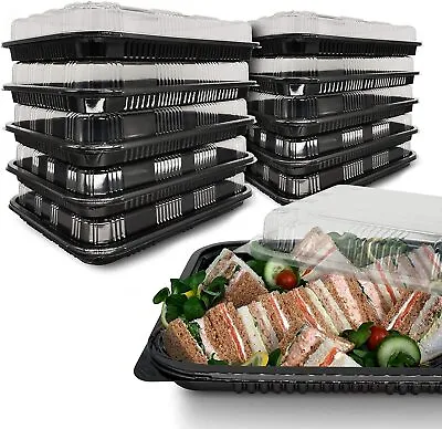 £49.99 • Buy Sandwich Platters Clear Plastic With Lid Buffet Parties Catering RectangularTray