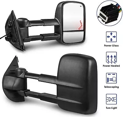 Power Heated Tow Mirrors W/ Arrow Signal Light For 07-13 Chevy Tahoe GMC Yukon • $85.99