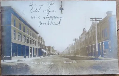 Miles City MT 1908 Realphoto Postcard: Main Street RPO Postmark Montana Mont • $39.99