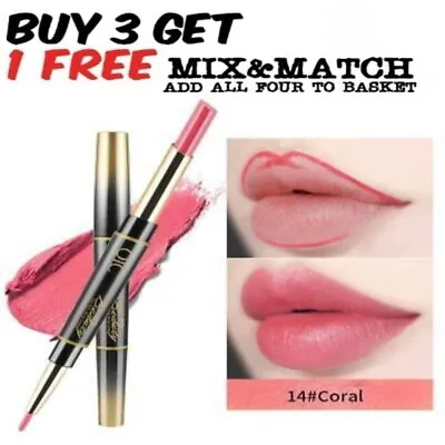 £3.41 • Buy Double Head Matte Lipstick & Lip Liner Pen Waterproof  Red Plum Brown Mauve Pink
