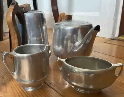 Vintage Picquot Ware Tea Set -Tea Coffee Milk Sugar  Pots Silverware • £14.58