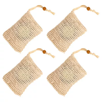  4 Pcs Handmade Soap Bag Cotton Linen Gift Sachet Canvas Bags Mesh • £8.55