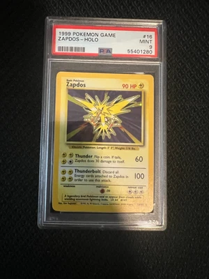 $83 • Buy 1999 Pokémon TCG Zapdos Base Set 16/102 Holo Unlimited Holo Rare PSA 9 Mint