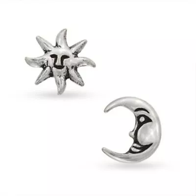 Sun And Moon Stud Earrings For Womens 14k White Gold Plated 925 Sterling Silver • $107.58