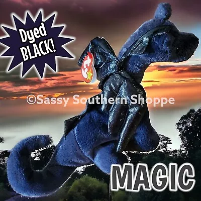 ❤️ 1995 MAGIC Winged DRAGON *Custom Dyed BLACK* Ty® Beanie Babies *MWMT* • $24.99