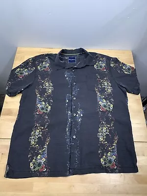 Tommy Bahama Button Up Shirt Mens XL Black Floral Silk #8696 • $19.88