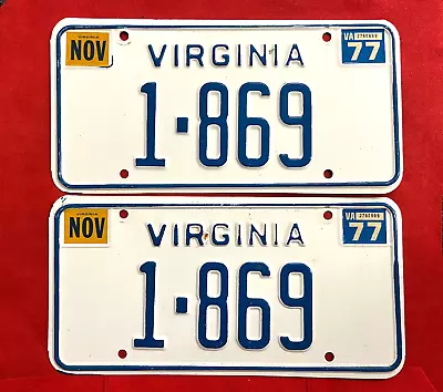 Virginia License Plate Pair 1-869 ...... Expired / Crafts / Collect / Specialty • $9.95