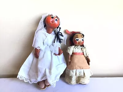 Vintage Set Of 2 Collectible Colorful Mexican Oil Cloth Female Folk Art Dolls  • $29.99