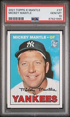 2021 Topps X Mickey Mantle Collection 1967 Topps Mickey Mantle #37 PSA 10 Pop 13 • $75.75