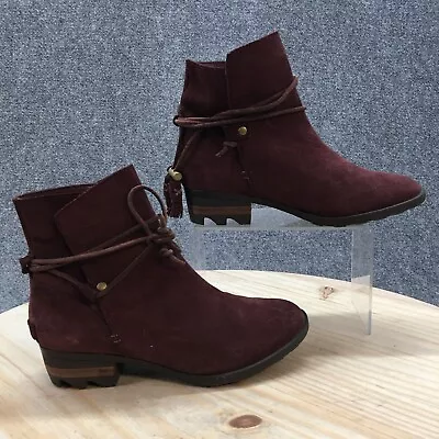 Sorel Boots Womens 6.5 Farah Short Ankle Booties NL2682-628 Burgundy Suede • $44.39