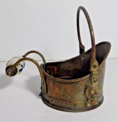 Copper Brass Miniature Coal Bucket Vintage • $34.99