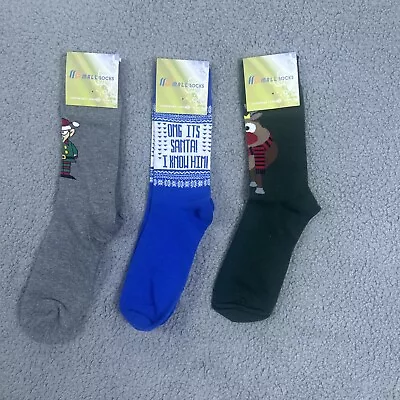 Mall Socks Xmas Men's Dress Socks - Size Large 8-12 Lot Of 3 • $12.99