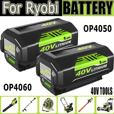 2x 8000mAh Battery For Ryobi 40Volt High Capacity Lithium OP4050 Ry40200 • $64.99