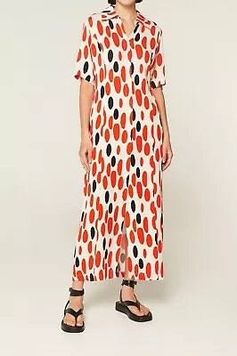 Compania Fantastica Orange Polka Dot Maxi Shirt Dress Size XLarge 18 BNWT Summer • £19.99