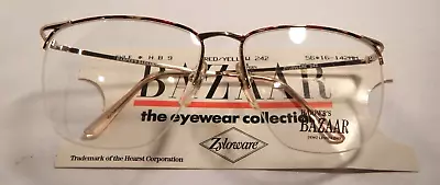 Vintage HARPER'S BAZAAR H.B. 9 Red/Yellow 56/16 Eyeglass Frame New Old Stock • $9.99