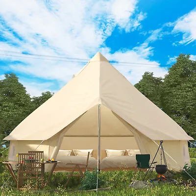 VEVOR 4-Season Canvas Bell Tent 3M 4M 5M 6M Waterproof Glamping Yurt Teepee • $545.99