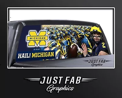 CUSTOM Michigan Football HAIL U Of M Truck Rear Window Decal See Through Perf • $89.99