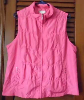 Christopher & Banks Bright Pink Quilted Vest With Two Pockets Size XL • £7.70