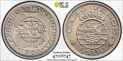 1968 Cape Verde 5 Esc. PCGS SP64 (Prova) KM-Pr41 • $159
