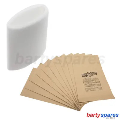 10 Filter Vacuum Bags & Foam Filter Fits EARLEX WD1000 Hoover Dust Bags  • £16.09