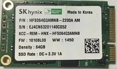 £14.99 • Buy SK Hynix MSATA 64GB SSD 3.3V HFS064G3AMNB-2200A AM