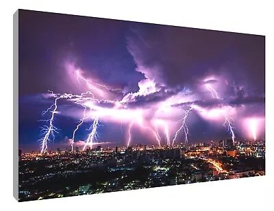 Lightning  Canvas Wall Art Wood Framed Ready To Hang XXL • £15