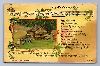1937 MY OLD KENTUCKY HOME Stephen Foster Poem CAMPTON KY SHEET MUSIC Postcard • $9.95