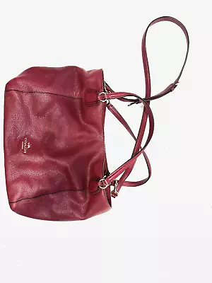 Coach Peyton Bennet Satchel Purse Handbag Burgundy Or Plum Leather Bag Genuine • $40