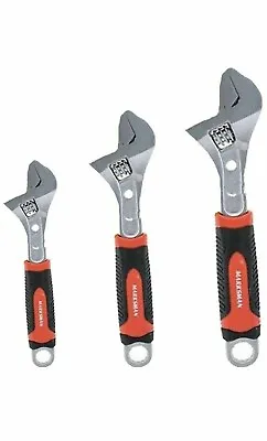 £13.99 • Buy 3pc Adjustable Spanner Pipe Wrench Set 6  8  10  150mm 200mm 250mm Comfort Grip