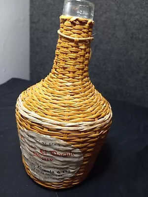 Vintage Bottle Wicker Wrapped Oloroso El Dorado Sherry Spain Antonio Alcanta & C • $40