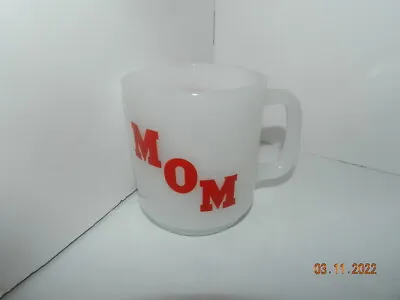 Vintage VTG Mom Glasbake Coffee Mug Milk Glass Opal Retro Rare RED • $19.99