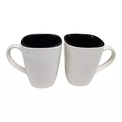 2 Corelle Hearthstone Black And White Square Coffee Cup Mug NO Chips Or Cracks • $16.98