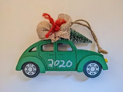 VW Beetle ORNAMENT Green 2020 Bottle Brush Tree Volkswagen Bug Christmas Wood 4  • $8.95