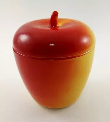 Vintage Hazel Atlas Milk Glass Apple Shaped Jelly Jam Stash Jar Red Yellow Ombré • $9.99